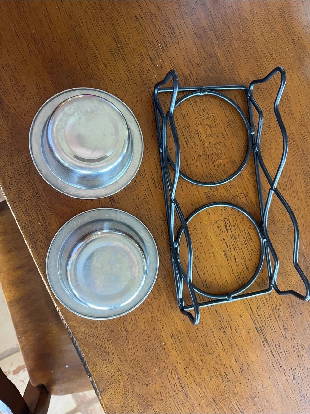 Double Stainless Steel Pet Bowls with Black Metal Stand